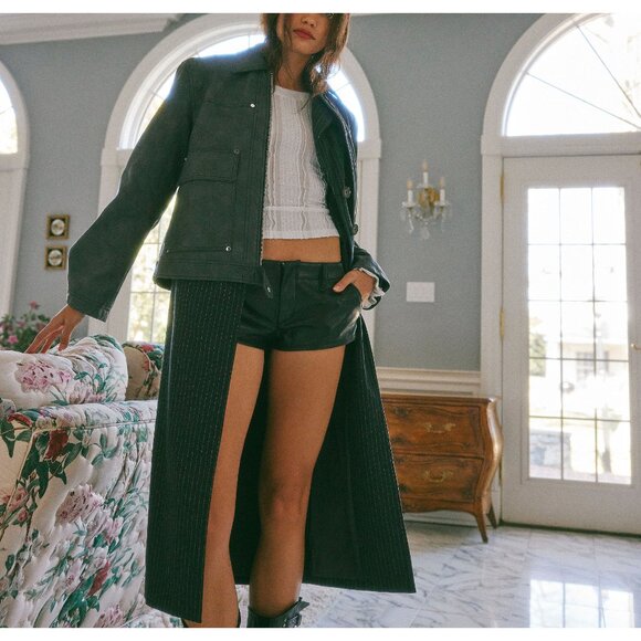 FREE PEOPLE Blair Vegan Leather Jacket / Charcoal Combo - Picture 8 of 9